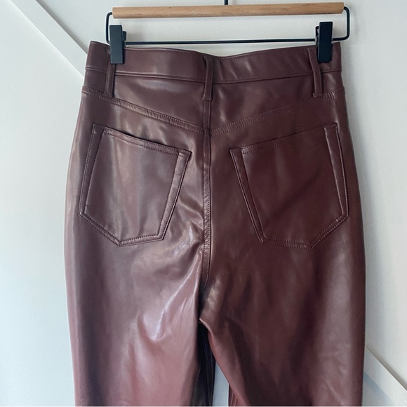 Abercrombie & Fitch Crisscross Waistband Brown Vegan Leather Straight Pants - 27 - Picture 10 of 12
